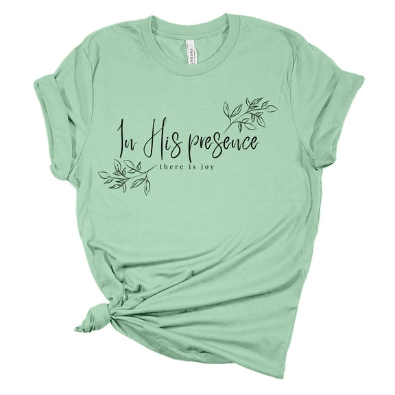 Womens Christian Tshirt In His Presence There Is Joy Short Sleeve T-shirt-Mint-xxl