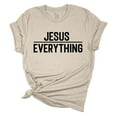 thumbnail image 1 of Womens Christian Tshirt Jesus Over Everything Jesus Christian Short Sleeve T-shirt Graphic Tee-Heather Dust-large, 1 of 1