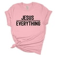 thumbnail image 1 of Womens Christian Tshirt Jesus Over Everything Jesus Christian Short Sleeve T-shirt Graphic Tee-Light Pink-small, 1 of 1