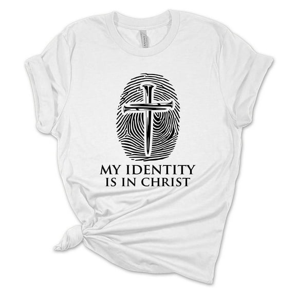 Womens Christian Tshirt My Identity is in Christ Jesus Christian Short Sleeve T-shirt Graphic Tee-White-large
