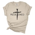 thumbnail image 1 of Womens Christian Tshirt Redeemed Nail Cross Jesus Christian Short Sleeve T-shirt Graphic Tee-Heather Dust-small, 1 of 1
