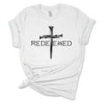 thumbnail image 1 of Womens Christian Tshirt Redeemed Nail Cross Jesus Christian Short Sleeve T-shirt Graphic Tee-White-5xl, 1 of 1