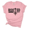 thumbnail image 1 of Womens Christian Tshirt Rooted In Christ Cross Jesus Christian Short Sleeve T-shirt Graphic Tee-Light Pink-4xl, 1 of 1