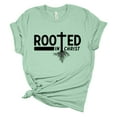 thumbnail image 1 of Womens Christian Tshirt Rooted In Christ Cross Jesus Christian Short Sleeve T-shirt Graphic Tee-Mint-large, 1 of 1