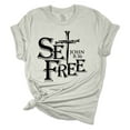thumbnail image 1 of Womens Christian Tshirt Set Free John 8:36 Jesus Christian Short Sleeve T-shirt Graphic Tee-Athletic Heather-medium, 1 of 1