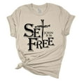 thumbnail image 1 of Womens Christian Tshirt Set Free John 8:36 Jesus Christian Short Sleeve T-shirt Graphic Tee-Heather Dust-xxxl, 1 of 1