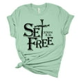 thumbnail image 1 of Womens Christian Tshirt Set Free John 8:36 Jesus Christian Short Sleeve T-shirt Graphic Tee-Mint-4xl, 1 of 1