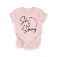 thumbnail image 1 of Womens Christian Tshirt She Is Strong Proverbs 31:25 Short Sleeve T-shirt-Pink-xl, 1 of 4