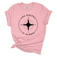 thumbnail image 1 of Womens Christian Tshirt the Gospel is Global Compass Jesus Christian Short Sleeve T-shirt Graphic Tee-Light Pink-small, 1 of 1