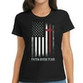 thumbnail image 1 of Womens Christian Us USA Flag American Christ Faith Over Fear Cross T-Shirt Black 2XL, 1 of 5