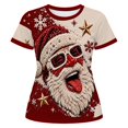 thumbnail image 1 of Womens Christmas 3D Print Short Sleeve Tee Festive Wear Clothes For Women Graphic Shirts Drop Shoulder Roomy Novelty Tees, 1 of 6