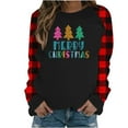 thumbnail image 1 of Womens Christmas Buffalo Plaid Shirt Raglan Long Sleeve Tops Crew Neck Sweatshirt Loose Plus Size Holiday Outfit (XL, Red 10), 1 of 4