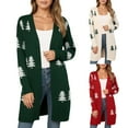 thumbnail image 1 of Womens Christmas Cardigan Sweater Long Sleeve Loose Fit Casual Knit Christmas Tree Embroidered Sweater Jacket Winter Xmas Open Front Cozy Holiday Soft Christmas Sweaters for Women Green L, 1 of 8