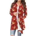 thumbnail image 1 of Womens Christmas Cardigans Funny Xmas Graphic Tops Holiday Outfits Casual Lightweight Long Sleeve Open Front Cardigan Sweaters with Pockets, 1 of 4
