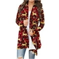 thumbnail image 1 of Womens Christmas Cardigans Funny Xmas Graphic Tops Holiday Outfits Casual Lightweight Long Sleeve Open Front Cardigan Sweaters with Pockets, 1 of 4