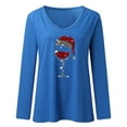 thumbnail image 1 of Womens Christmas Casual Tops for Solid Color T Shirts with Fashion Loose Long Sleeve Made of Polyester with Printed V Neck for Casual Style, 1 of 4