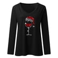 thumbnail image 1 of Womens Christmas Casual Tops for Solid Color T Shirts with Fashion Loose Long Sleeve Made of Polyester with Printed V Neck for Casual Style, 1 of 4