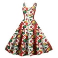 Womens Christmas Costumes 2024 Spaghetti Strap 1950s Vintage Dress