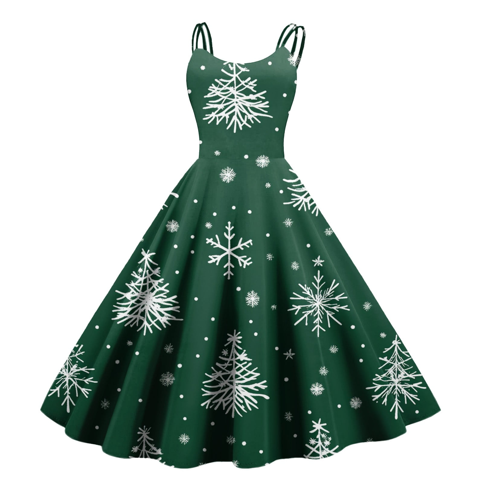 Womens Christmas Costumes 2024 Spaghetti Strap Dresses Christmas Tree