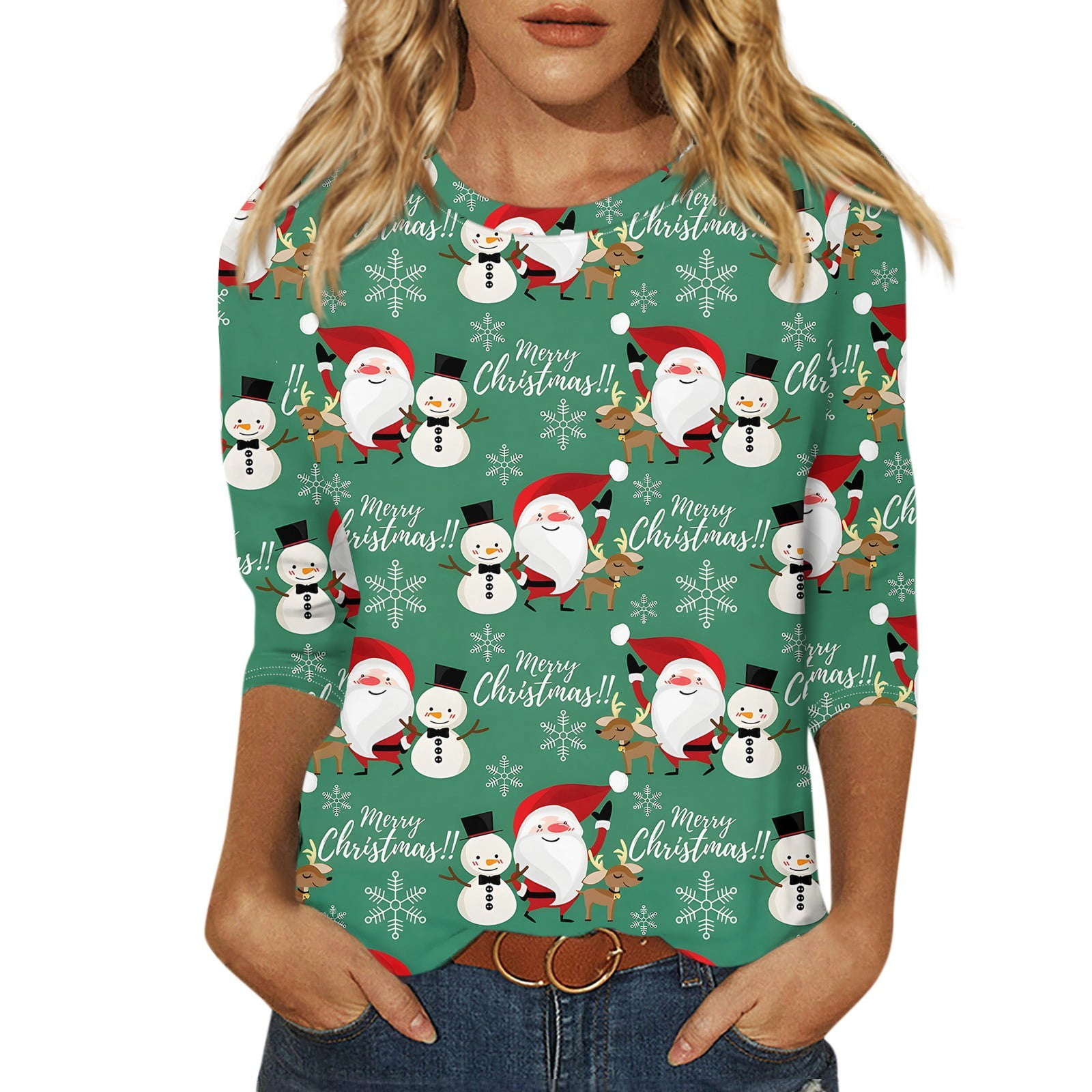 Womens Christmas Costumes 2024 Christmas Trees Xmas Snowflake Print