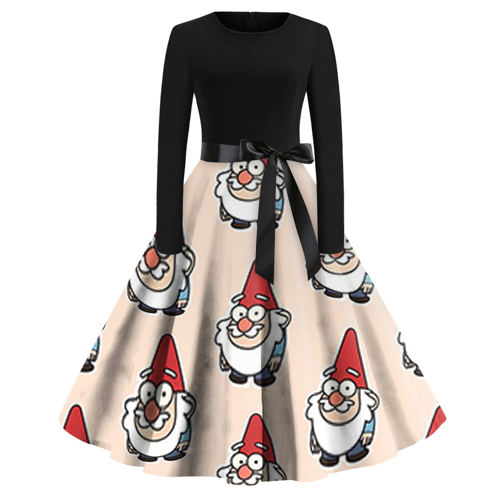 Womens Christmas Costumes 2024 Xmas Snowflake Print 1950s Vintage Dress