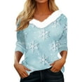 Womens Christmas Costumes 2024 Xmas Snowflake Print Blouse Faux Fur V