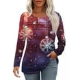Womens Christmas Costumes 2024 Xmas Snowflake Print Blouse Long Sleeve