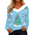 Womens Christmas Costumes 2024 Xmas Snowflake Print TShirts Faux Fur