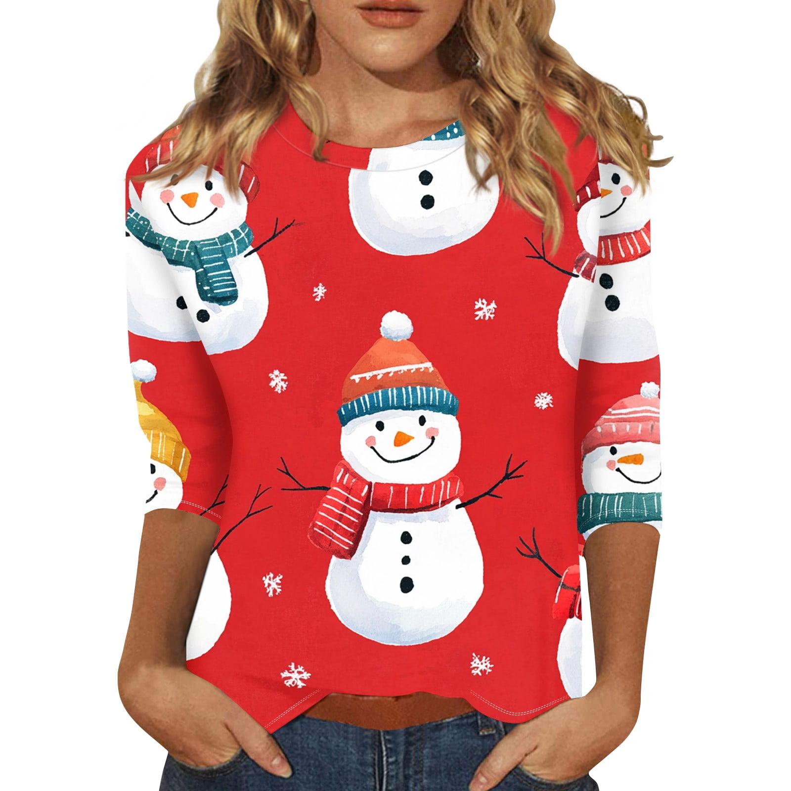 Womens Christmas Costumes Christmas Tree Graphic Tunic 3/4 Length