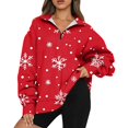 Womens Christmas Costumes Half Zip Christmas Trees Xmas Snowflake Print