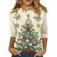 Womens Christmas Costumes Christmas Trees Xmas Snowflake Print Blouse 3