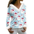Womens Christmas Costumes Xmas Snowflake Print Tshirts Faux Fur Trim V