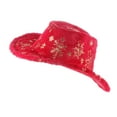 thumbnail image 1 of Womens Christmas Cowboy Hat Jazz Hat Glitter Snowflake Holiday Party Hat, 1 of 3
