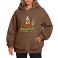 thumbnail image 1 of Womens Christmas Crewneck Sweatshirt Funny Santa Print Graphic Casual Long Sleeve Hoodie Brown Small, 1 of 4
