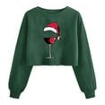 thumbnail image 1 of Womens Christmas Cropped Sweatshirt Casual Long Sleeve Crewneck Lightweight Pullover Tops Loose Sweatshirts, 1 of 5