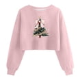 thumbnail image 1 of Womens Christmas Cropped Sweatshirts Crewneck Long Sleeve Pink Sweatshirts Ugly Xmas Holiday Gift Festival Outfits, XXL Pink, 1 of 2
