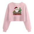 thumbnail image 1 of Womens Christmas Cropped Sweatshirts Crewneck Long Sleeve Pink Sweatshirts Ugly Xmas Holiday Gift Festival Outfits, XXL Pink, 1 of 2