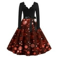 thumbnail image 1 of Womens Christmas Dress 2024 Plus Size Cute Glitter Xmas Tree Print Dresses Long Sleeve V Neck Party Dress Holiday Snowflake Cocktail Swing Dress, 1 of 4