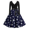 thumbnail image 1 of Womens Christmas Dress 2024 Plus Size Glitter Xmas Tree Print Dresses Christmas Tea Party Dress V Neck Long Sleeve Vintage Dresses Holiday Snowflake Hepburn Swing Dress, 1 of 3