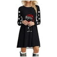 thumbnail image 1 of Womens Christmas Dress Christmas Party Dress Christmas Womens Long Sleeve Crew Neck Deer Printed Soft Dress Fashion Party Swing Dress, 1 of 4