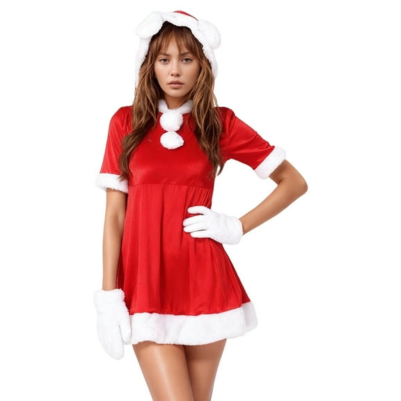 Womens Christmas Dress Christmas Party Dresses Elegant Party Dress With Lace Trim And Bow for Holiday Festive Events And Enthusiasts