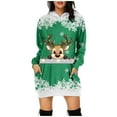 thumbnail image 1 of Womens Christmas Dress Holiday Dress for women's Christmas Printed Long Sleeved Hooded Sweatshirt With Pocket Hoodie Pullover Dress Hoodie, 1 of 4