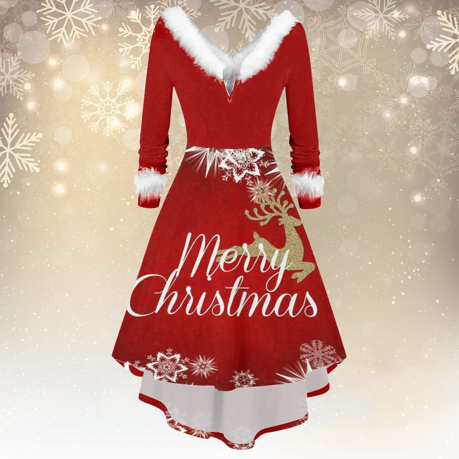 Womens Christmas Dresses Formal,Christmas Dresses for Women Furry Long Christmas Dress Formal