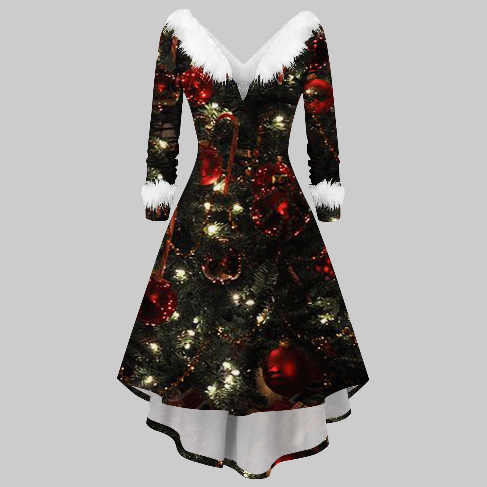 Midi printed long sleeves dress women 5551