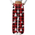 thumbnail image 1 of Womens Christmas Flannel Pajamas Christmas Cute Print Lounge Pants Christmas Fluffy Fleece Elastic Waist Wide Leg Pj Pants Casual Cozy Soft Sleepwear Pjs, 1 of 4