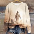 thumbnail image 1 of Womens Christmas Graphic Sweatshirts 2024 Fashionable Xmas Printed Shirts Round Neck Long Sleeved Loose Comfortable Pullover Hoodie Tops Beige M, 1 of 4