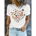 thumbnail image 1 of Womens Christmas Graphic Tee T Shirt Holiday Print Tops Crew Neck Short Sleeve Knit Soft Comfort White S-5XL, 1 of 4
