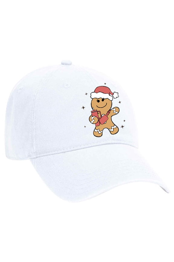 Womens Christmas Hat Gingerbread Man Dad Hat Baseball Cap-White