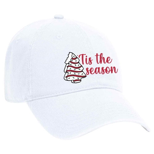 Womens Christmas Hat Tis The Season Tree Cake Dad Hat Baseball Cap-White