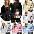 thumbnail image 1 of Womens Christmas Hoodies Casual Print Full Zip Pockets Long Sleeve Hooded Sweatshirt Lined Pullover Cozy Soft Warm Winter Holiday Outfit Graphic Hoodies Black XXL, 1 of 6